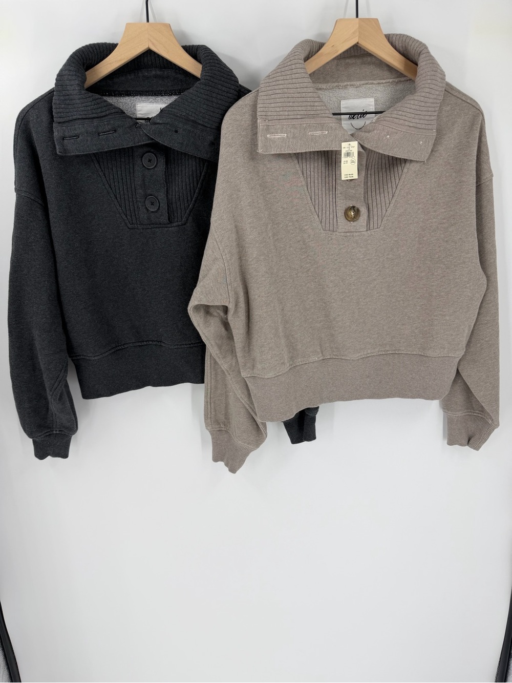 2 Aerie Sweatshirts Gray & Khaki Tan XS RECENT